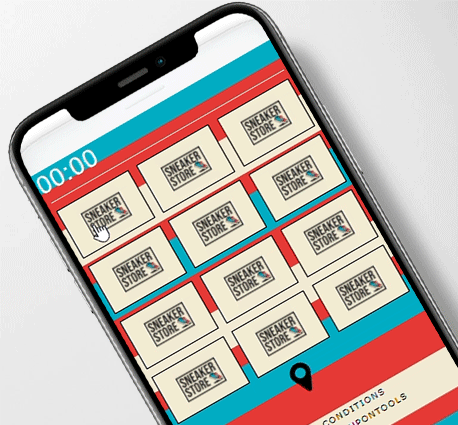 Coupon électronique de jeu de mémoire sur un smartphone.