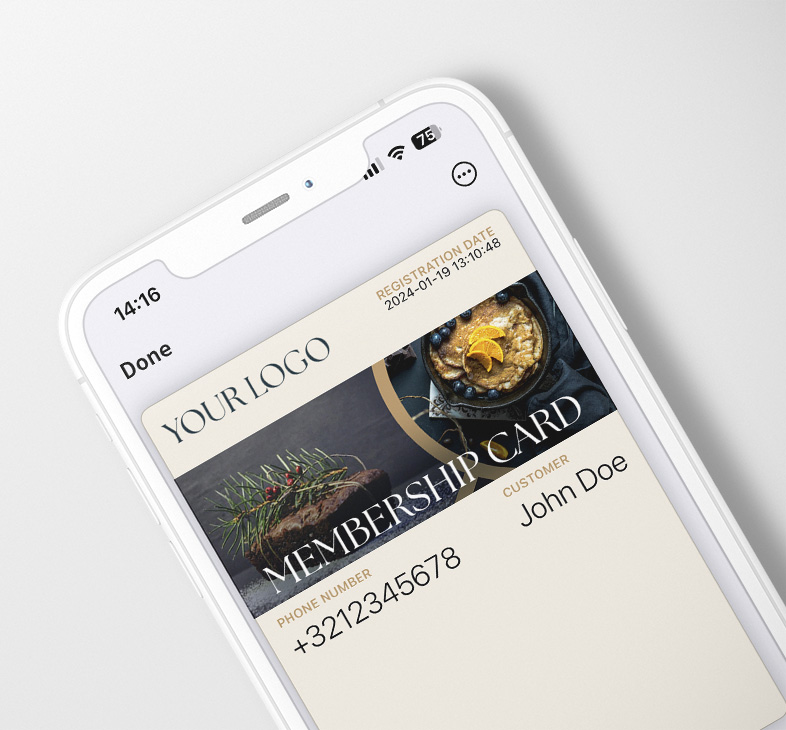 Tarjeta de Lealtad con Sello Digital y hamburguesas en un celular